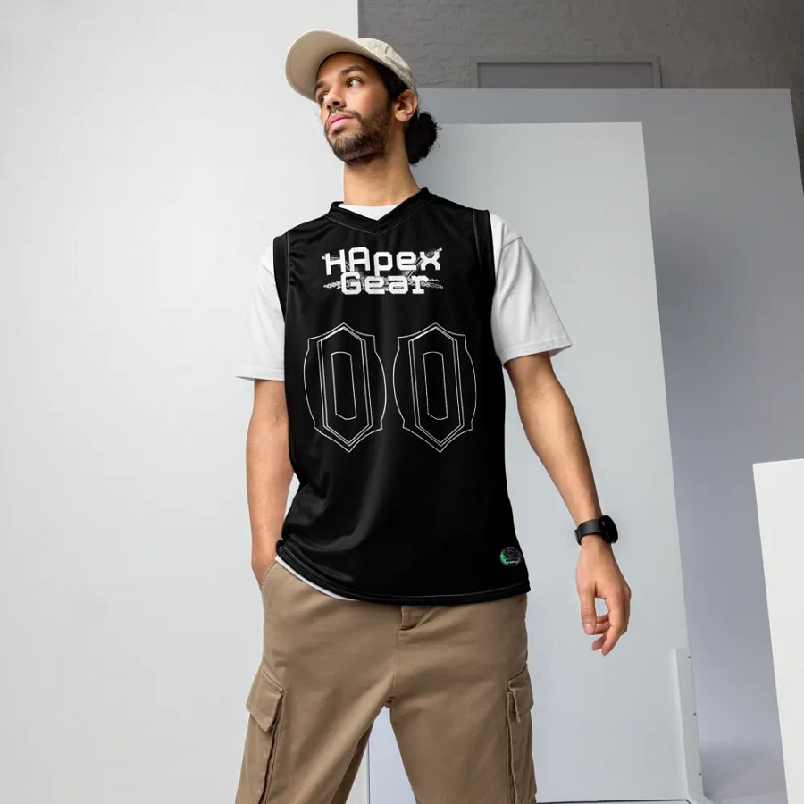 Capital EISKO - Black - Recycled Unisex Basketball Jersey - White HApex Gear Black Logo product image (5)