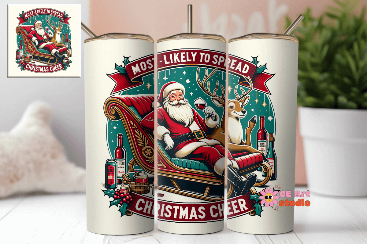 Most Likely to Spread Christmas Cheer Tumbler Wrap PNG product image (1)