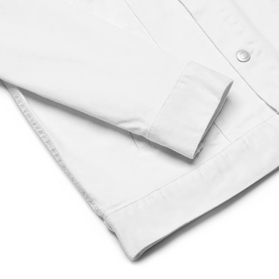 EXCLAIMING MENTALLY (white) embroidered denim jacket product image (10)