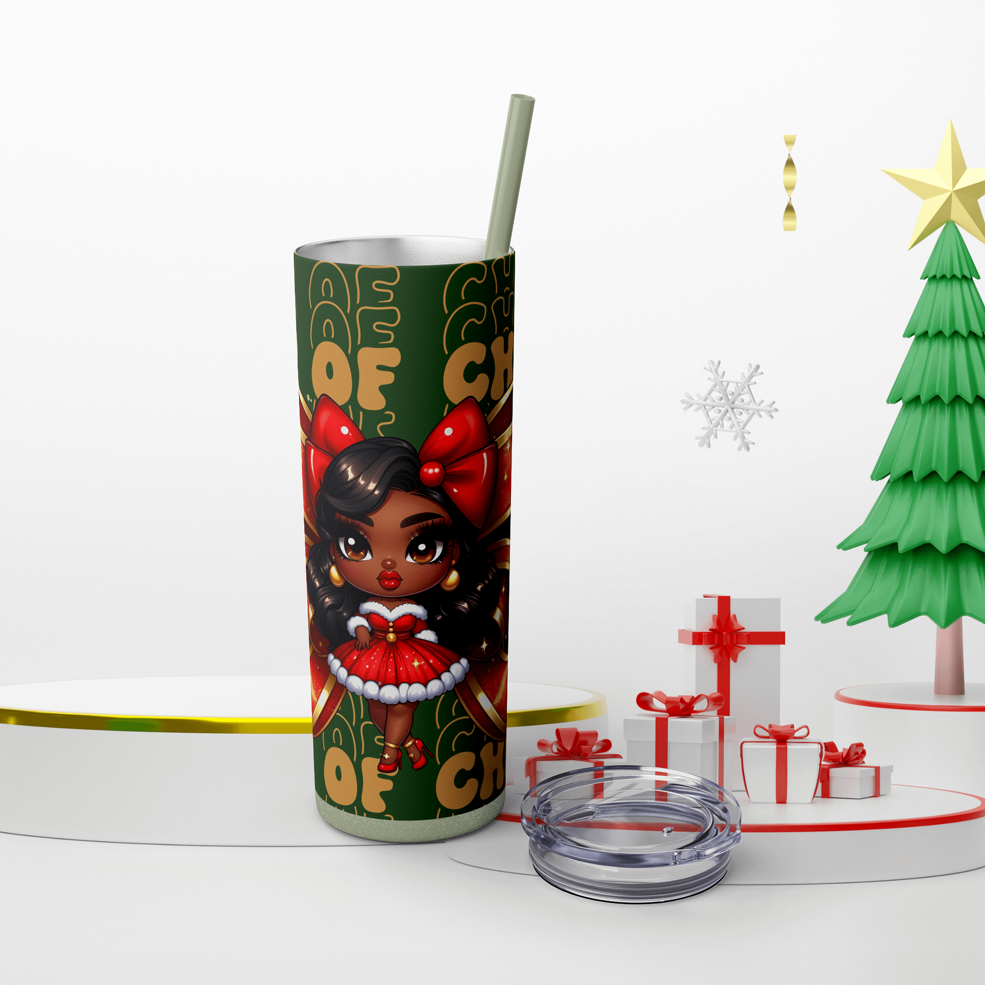 Christmas Tumbler Wrap Bundle • Chibi Holiday Girl PNG Set • Festive Sublimation Designs product image (6)