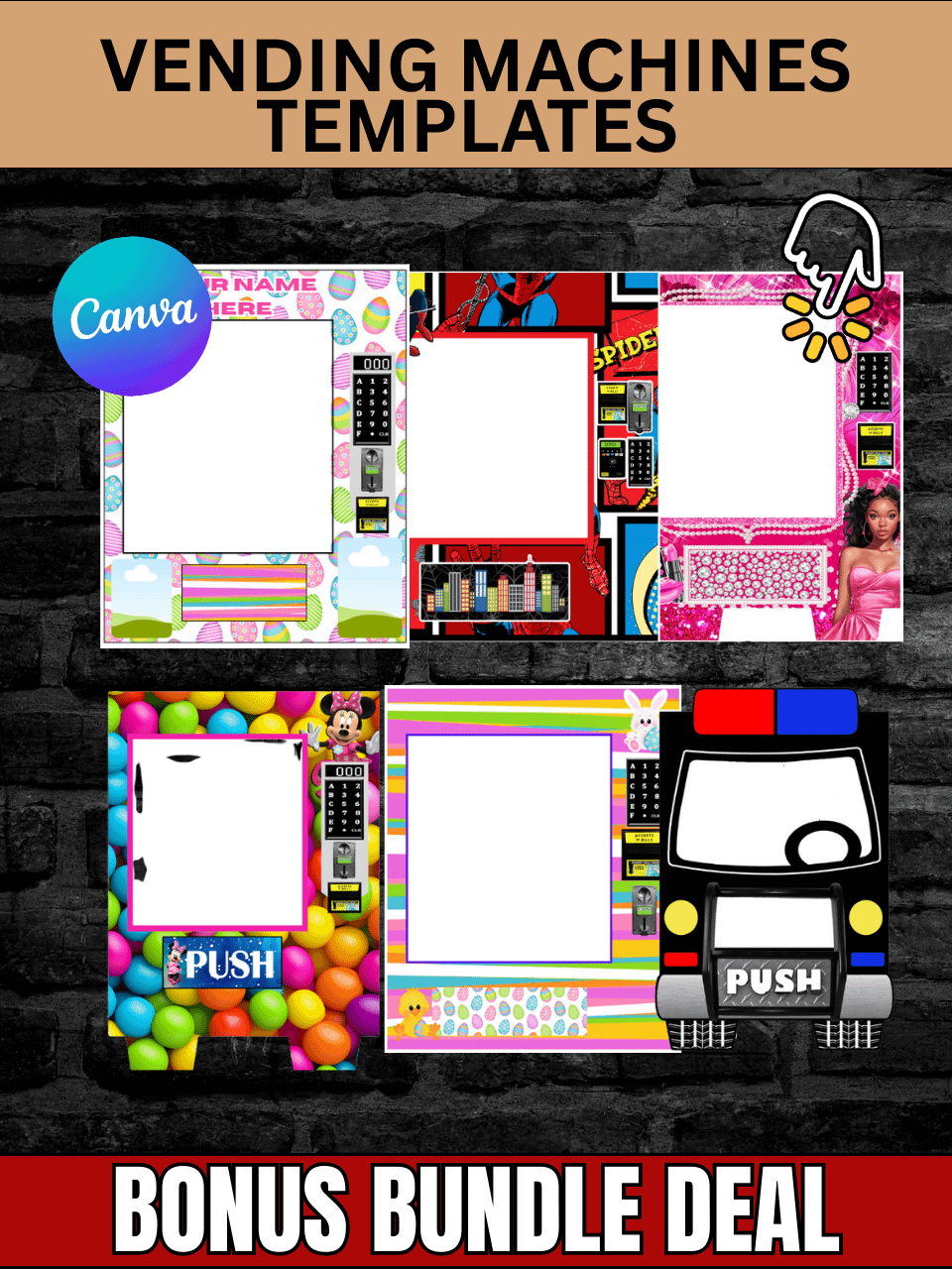Vending Machine Bundle Bonus - 8x10 12x15 and 12x16 Templates - with Full DIY Tutorials - Editable in Cava Photoshop PSD PNG ZIP product image (2)