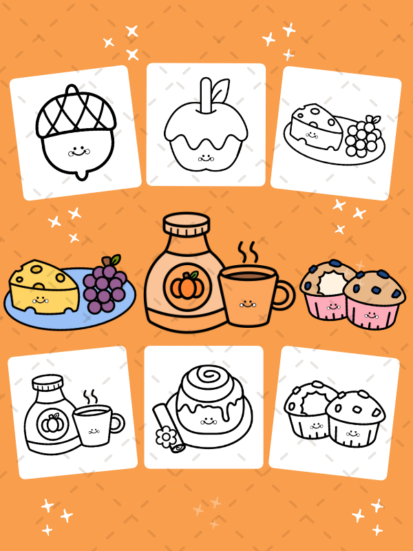 Cute Fall Treats – A Big and Easy Fall Snacks and Comfort Food Coloring Book (Digital Download) product image (2)