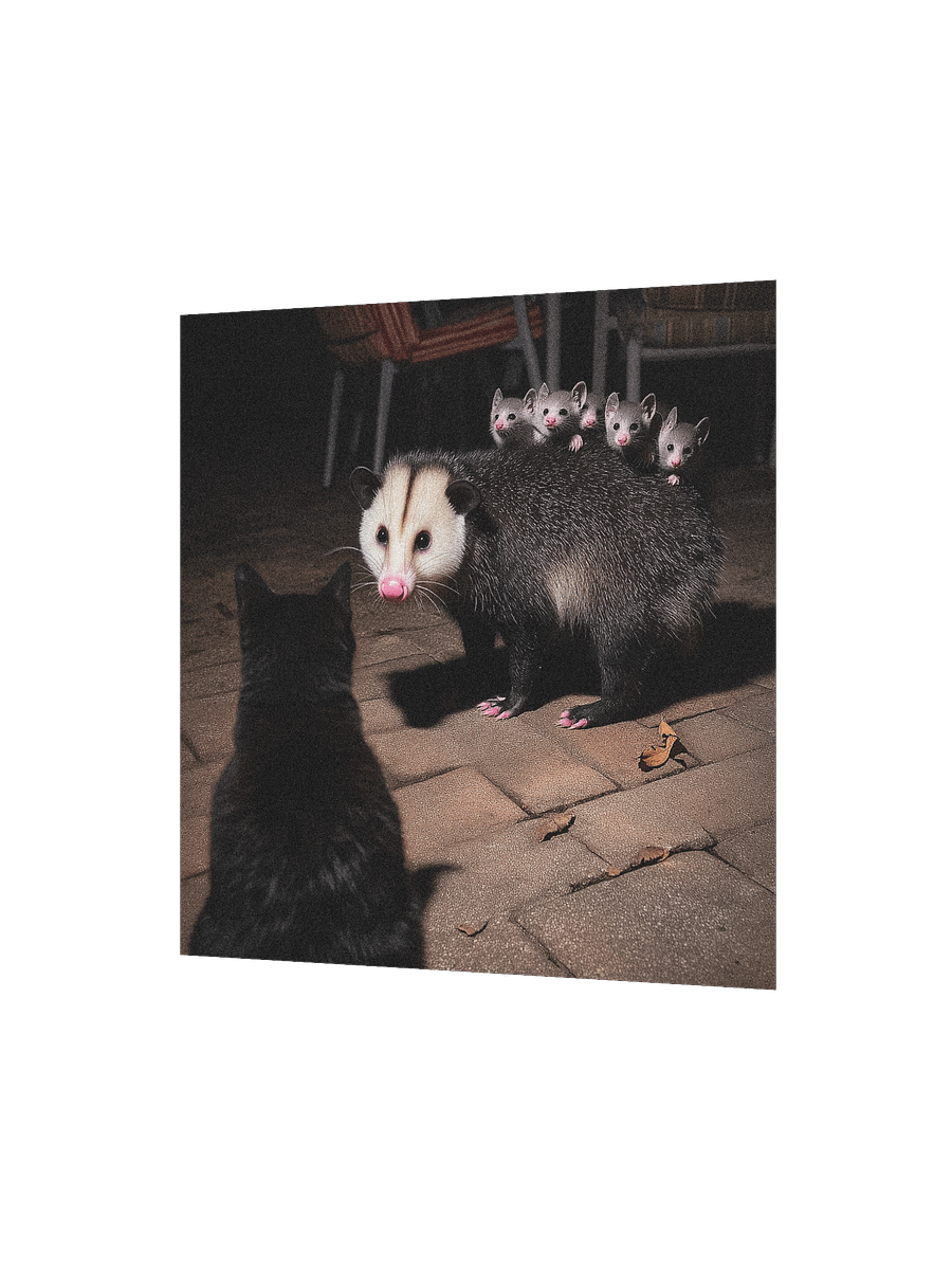 Cat meets opossum family Poster product image (3)
