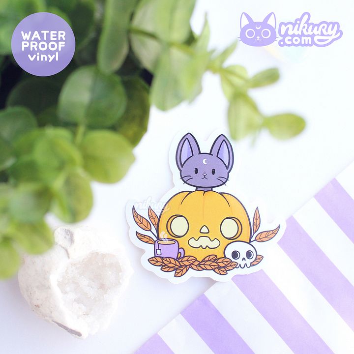 Pumpkin Kitten Vinyl Sticker product image (1)