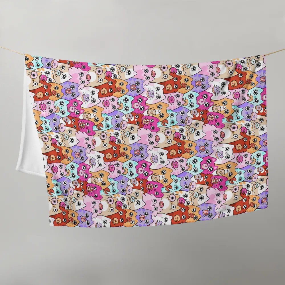Whimsical Cat Faces and Doughnuts Throw Blanket product image (6)