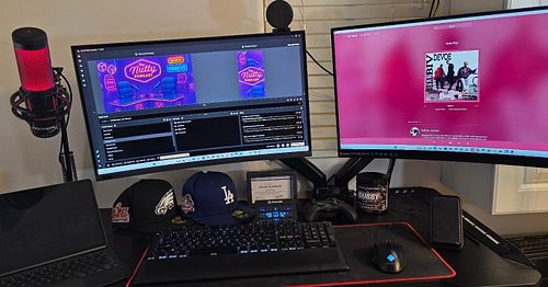 My setup while getting ready for the June launch of The Nutty Podcast. Getting ready to stream tomorrow as well.