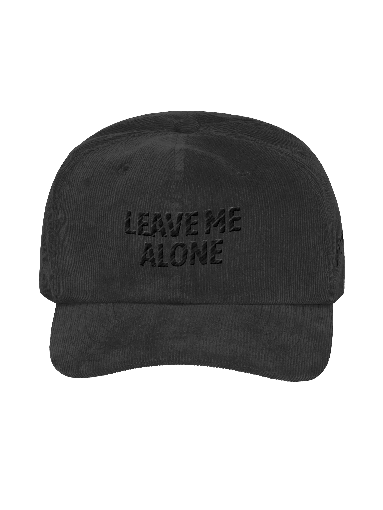 LEAVE ME ALONE Black on Black Tonal Corduroy Dad Hat product image (3)