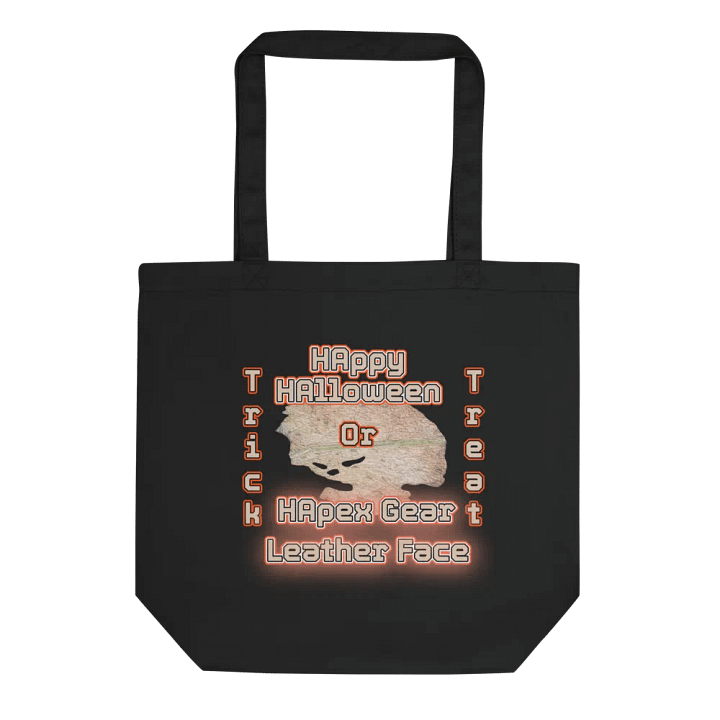 Eco-Friendly Tote Bag - Black - HAppy HAlloween Leather Face product image (1)