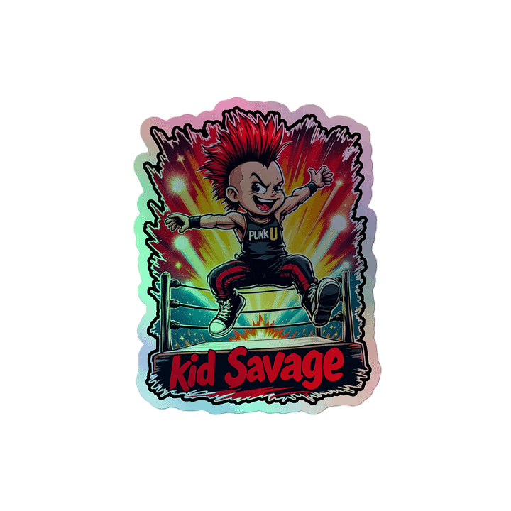 Kid Savage Wrasslin Punk U Holographic Sticker product image (1)
