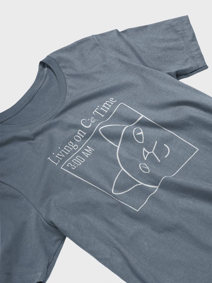 Living on Cat Time Unisex Tee, White Print product image (2)