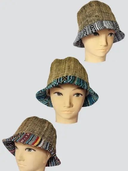 Hemp Bucket Hat with colored Brim product image (1)
