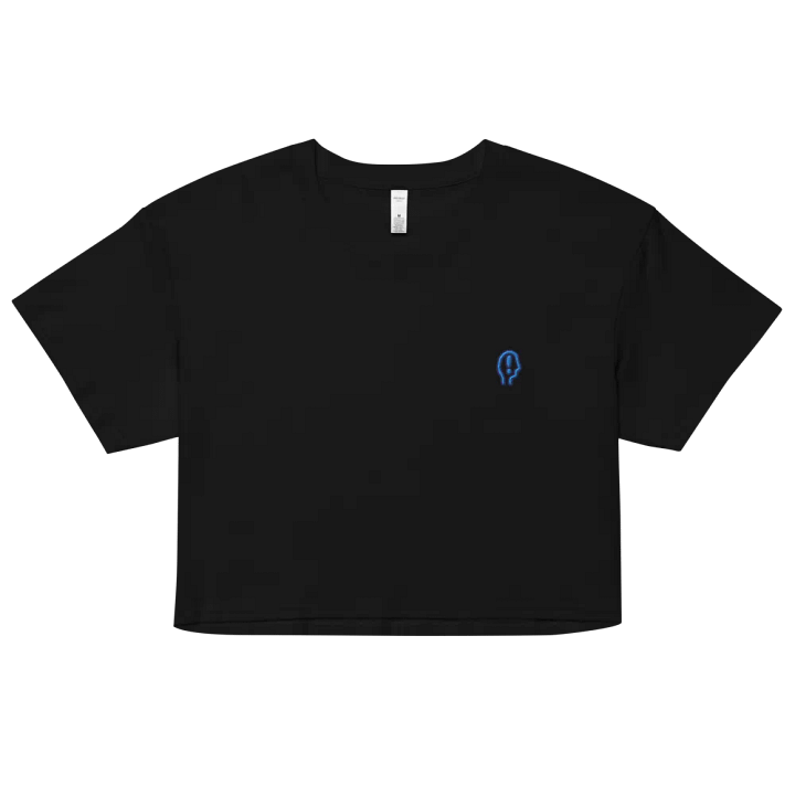 EXCLAIMING MENTALLY (L.C., electric) embroidered cotton crop top product image (1)