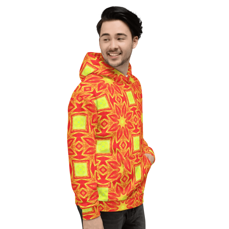 Abstract Repeating Orange Flower Unisex Pull Over Hoodie product image (9)