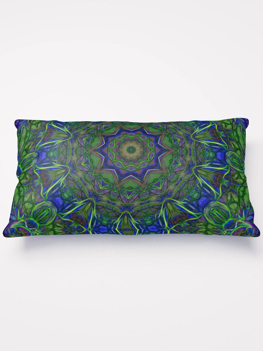 Blue Green Ribbon Kaleidoscope Throw Pillow product image (2)