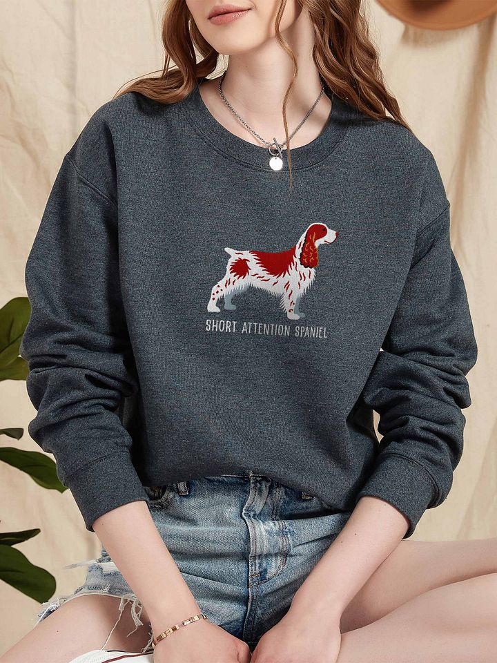Short Attention Spaniel Sweatshirt (Embroidered) of a Field Spaniel(Liver & White) product image (2)