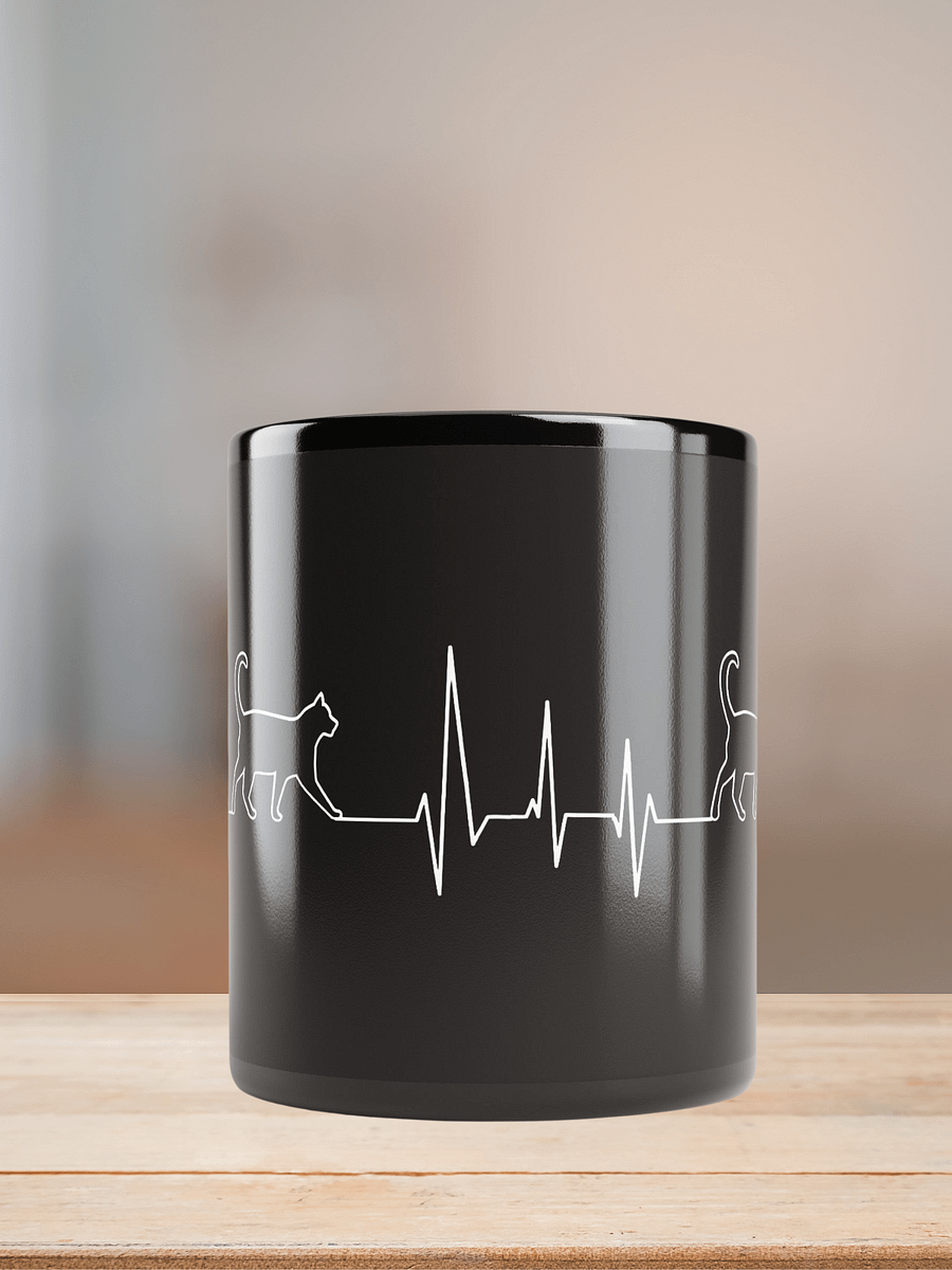 "Cat electrocardiogram" black glossy mug product image (8)