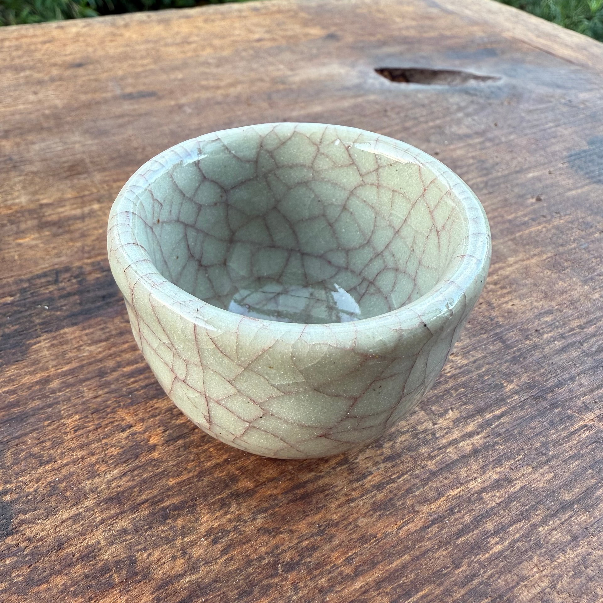 🎎 Crackle Glaze Japanese Sake Cup – Thick-Walled Stoneware – Japan Antique Roadshow product image (1)