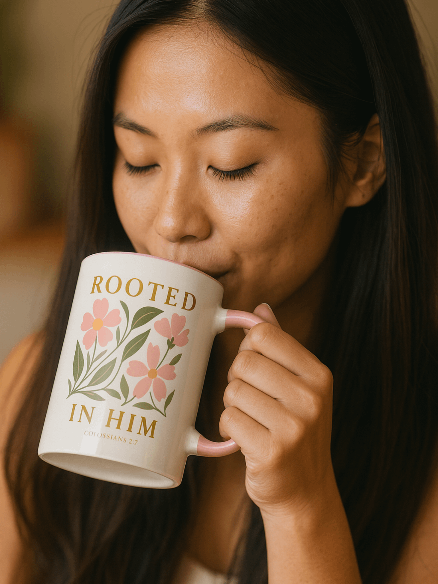 Elegant Floral Christian Mug for Women Inspired by Colossians 2:7 product image (6)