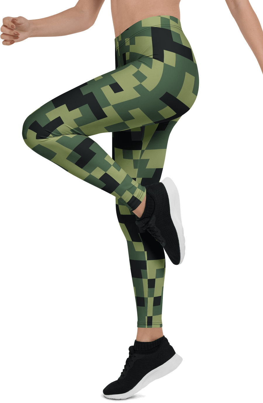 Military Green Camouflage Pixels Camo Pattern Leggings product image (4)