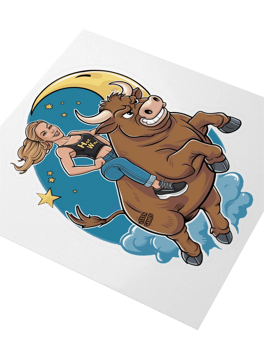 Fly Me To The Moon Hotwife On A Bull Vinyl Sticker product image (9)