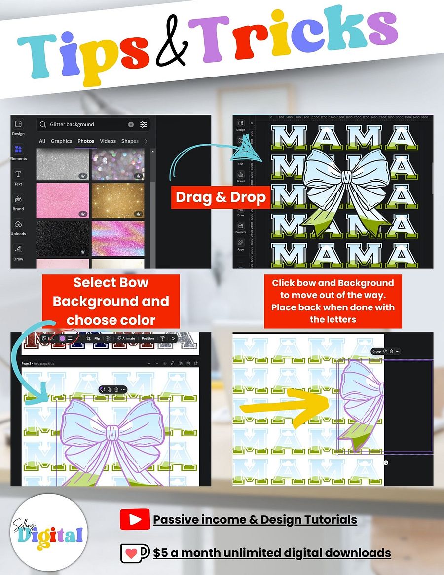 MAMA with Bow Drag and Drop-Canva Template product image (3)