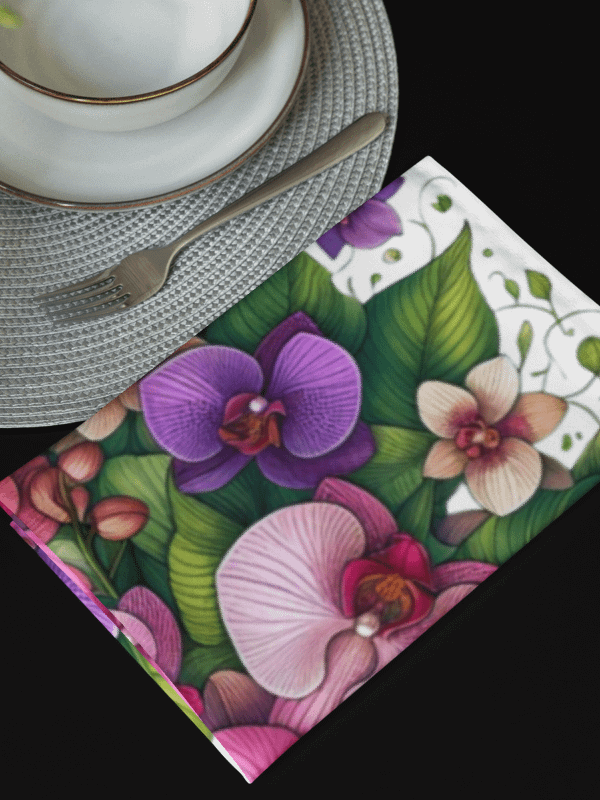 Orchid Oasis Cloth Napkin Set | AI Design flower product image (8)