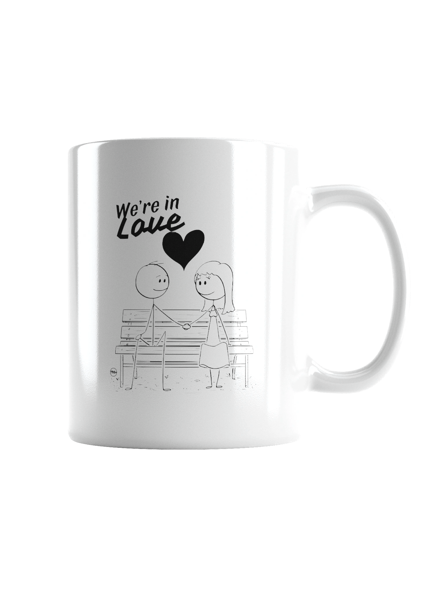 We’re in LOVE – Sweet Stick Figure Couple on Park Bench Mug product image (6)