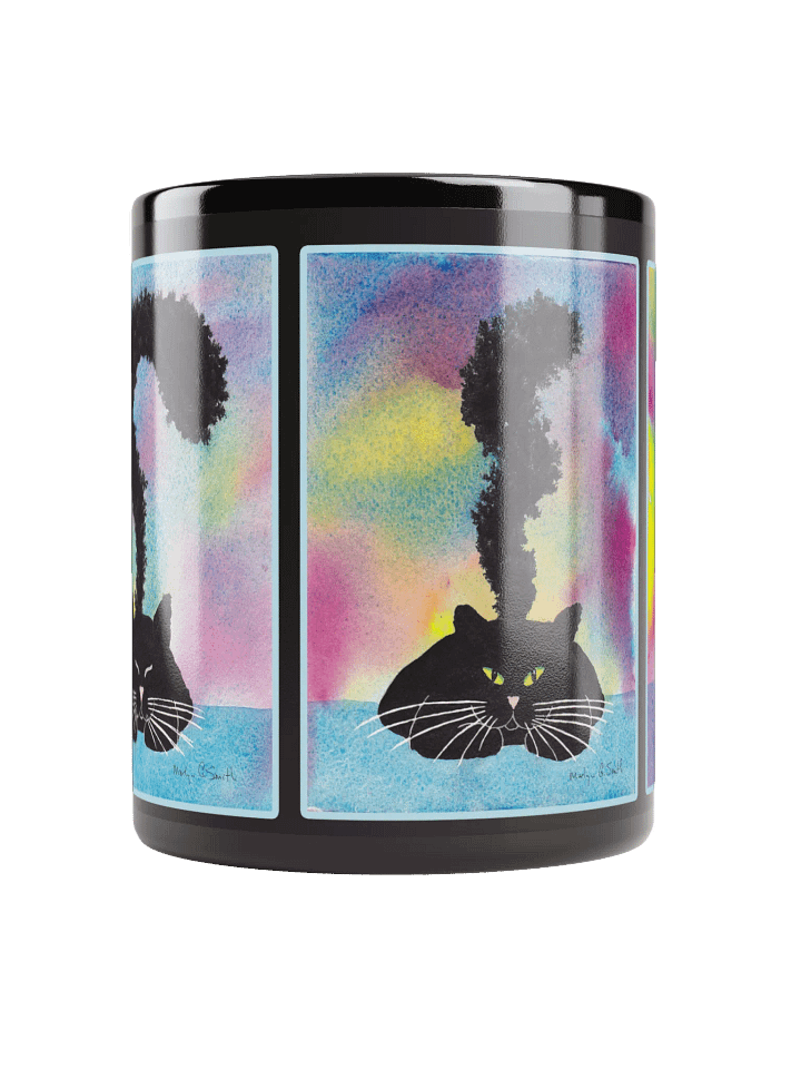 Black Kitty Coming to Full Attention on Black Ceramic Mug product image (2)