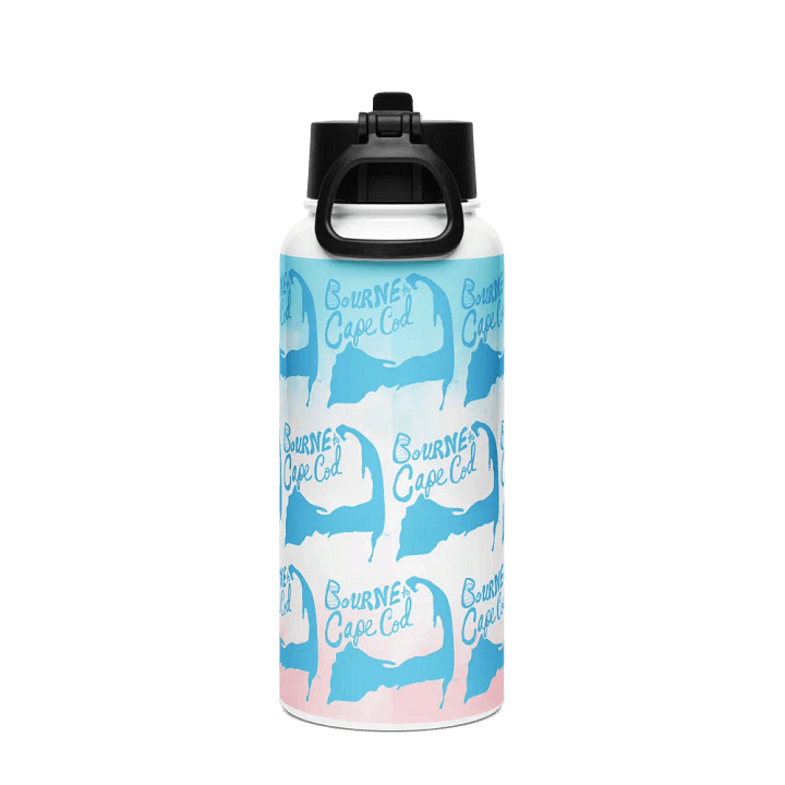 BOURNE to Cape Cod™ | Blue Repeat Logo Pattern | Stainless Steel Water Bottle | Iconic Pink, White & Blue product image (2)