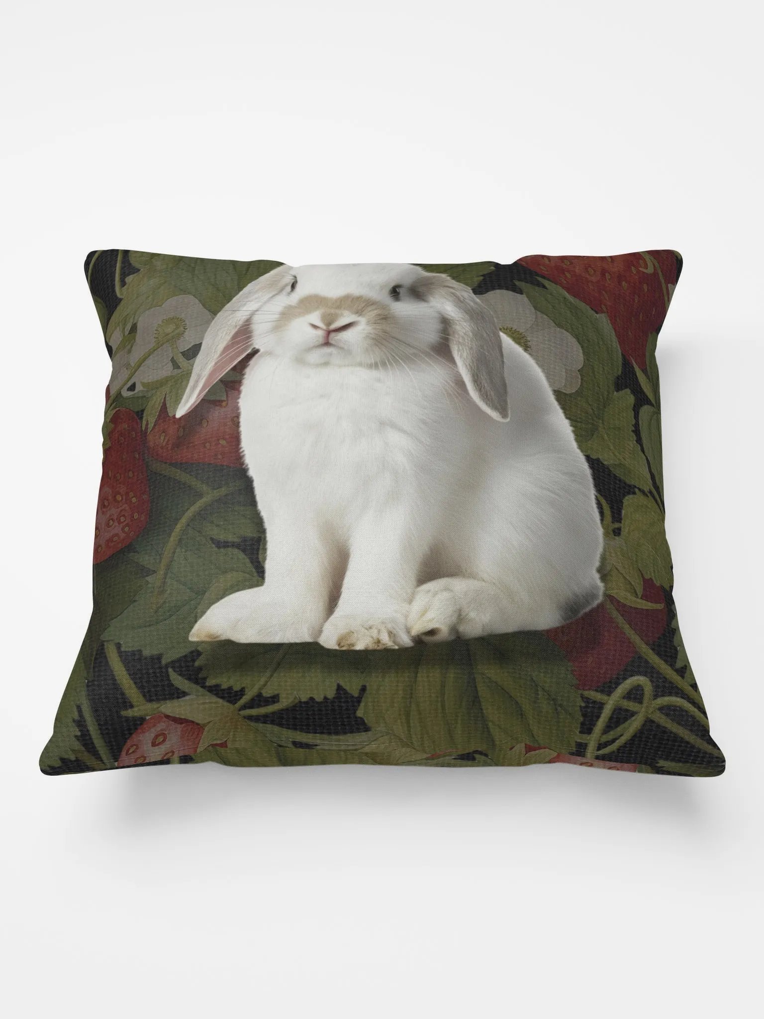 Bunnies and Strawberry Vines All-Over Print Pillow product image (1)