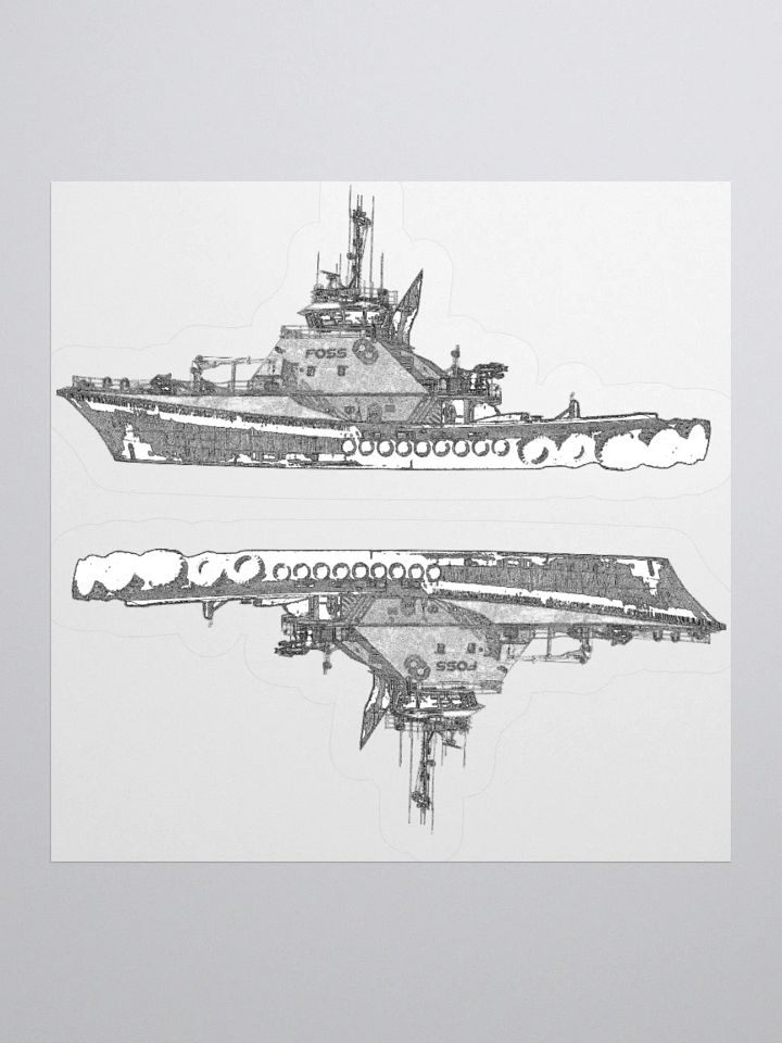 1 Foss Tugboat Sketch Kiss Cut Stickers product image (1)