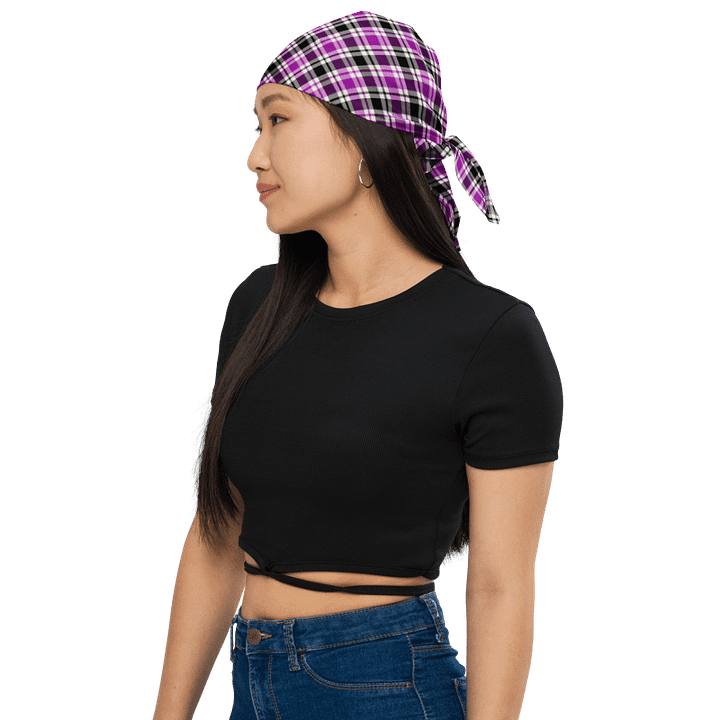 Purple, Black, and White Plaid Bandana product image (1)