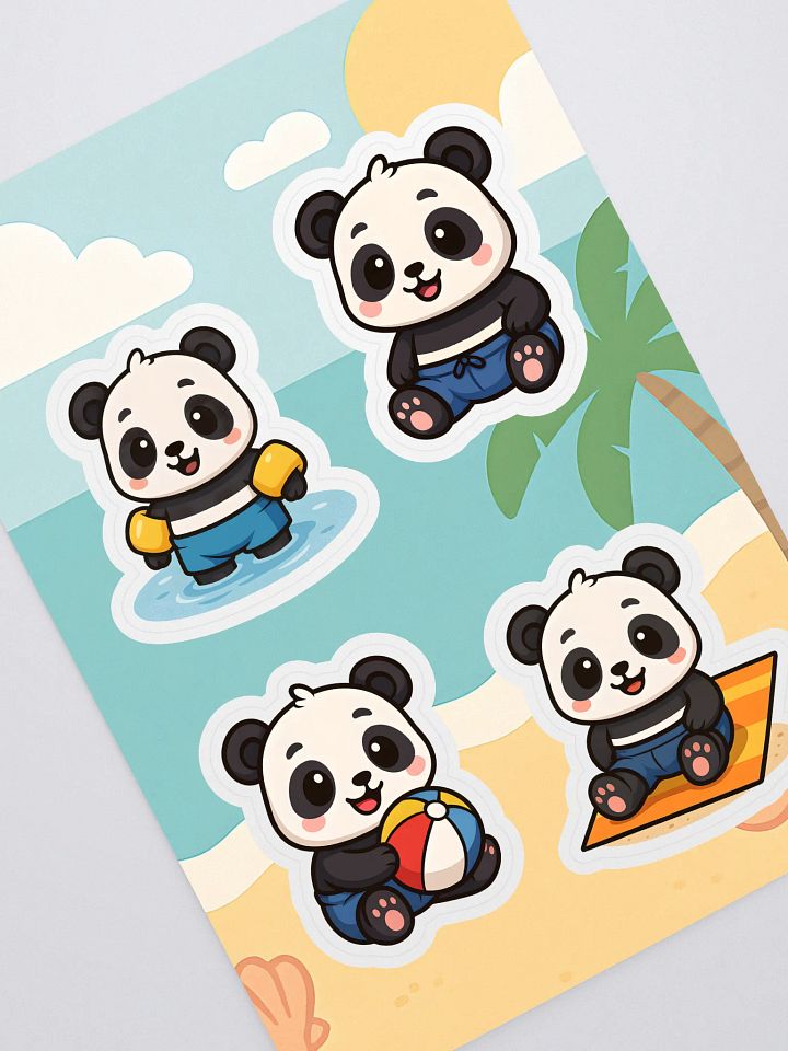 Beach Day Panda Bear Sticker Sheet product image (1)