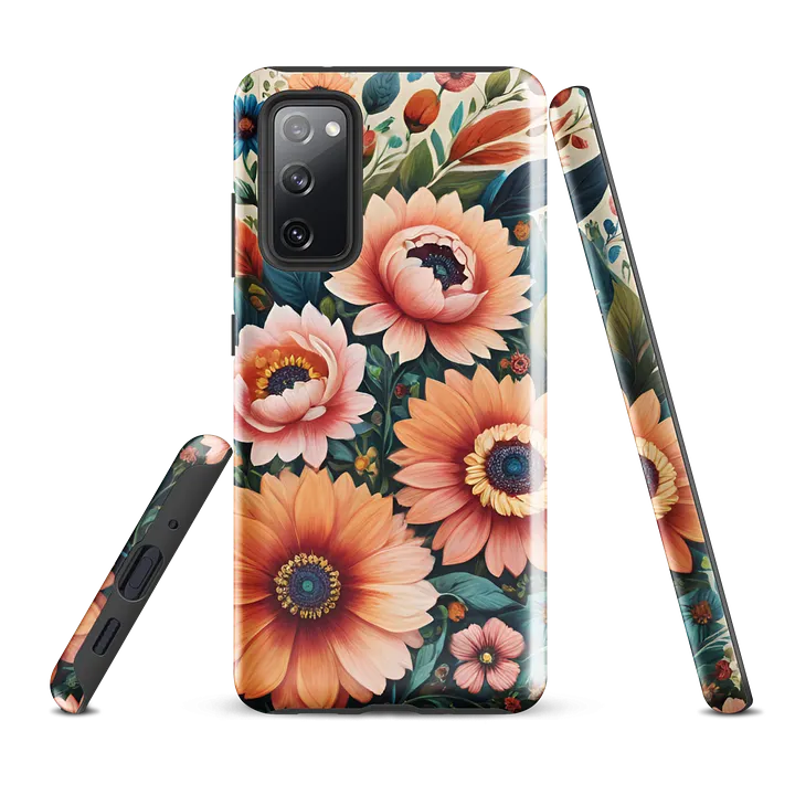 Tough Phone Case for Samsung® - Pink and Peach Flowers Painting product image (1)