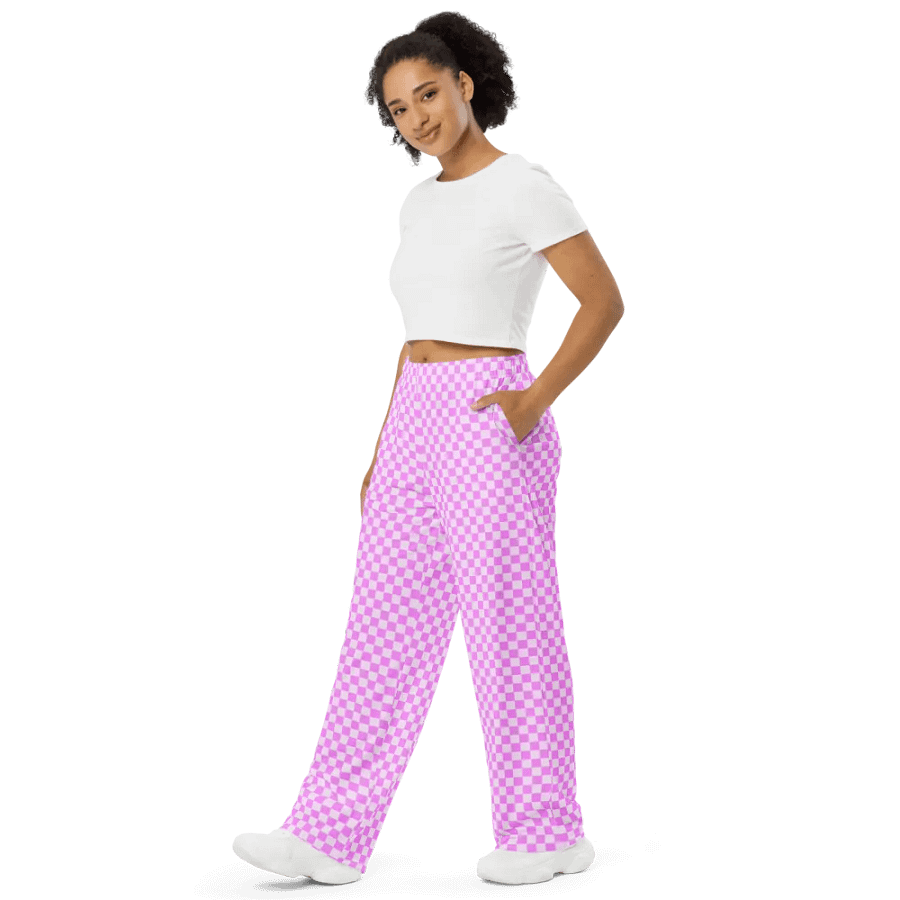Comfy Pink Checkered Pants Unisex 2XS - 6XL Sizes product image (3)