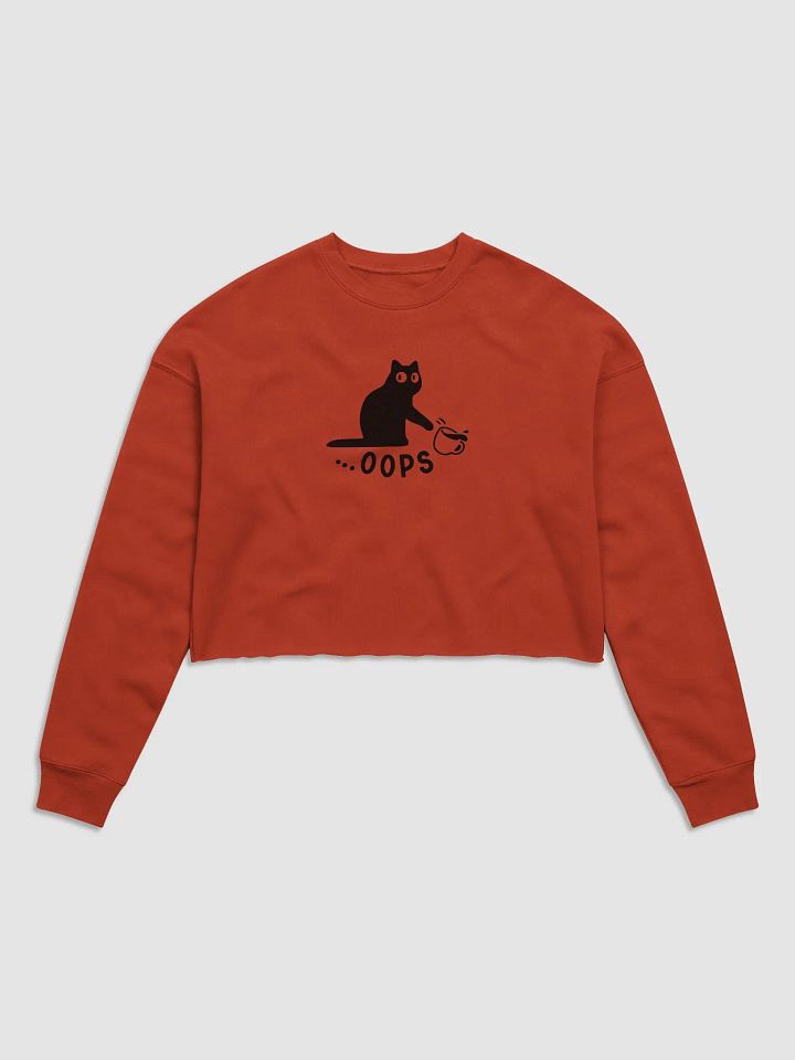 Oops! Cat Silhouette Knockover Crop Sweatshirt product image (2)