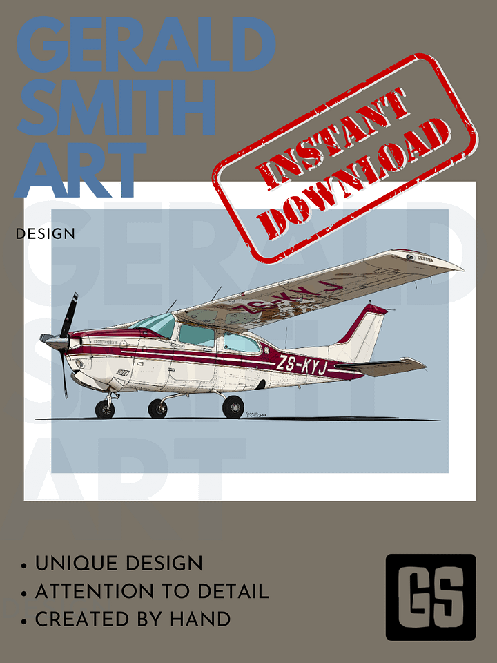 Cessna 210 ZS-KYJ Digital Printable Aviation Art Illustration Perfect Gift for Pilots & Enthusiasts product image (2)