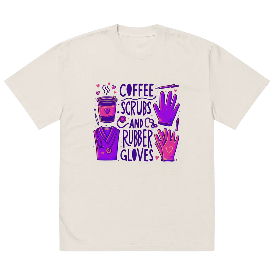 Playful Coffee and Medical Illustrations Oversized Tee product image (31)