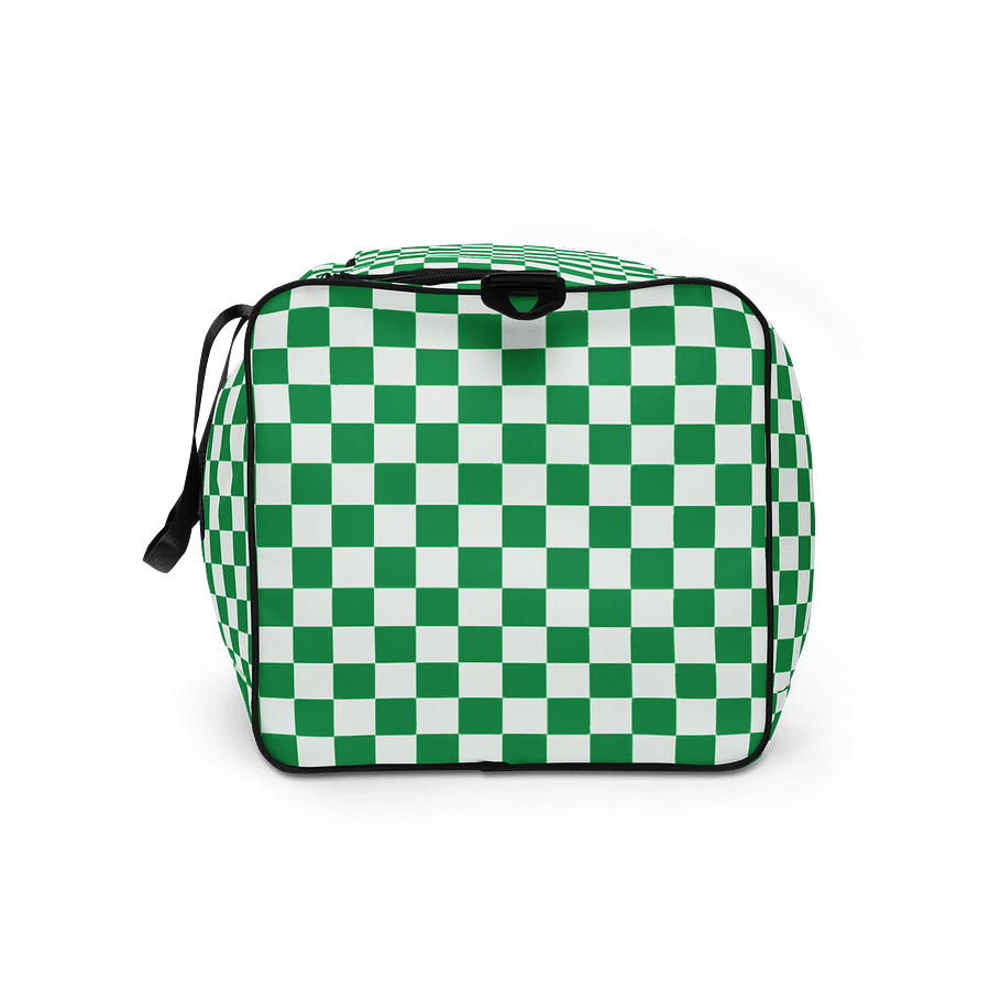 Checkered! Green and White Checkers Duffel Bag product image (9)