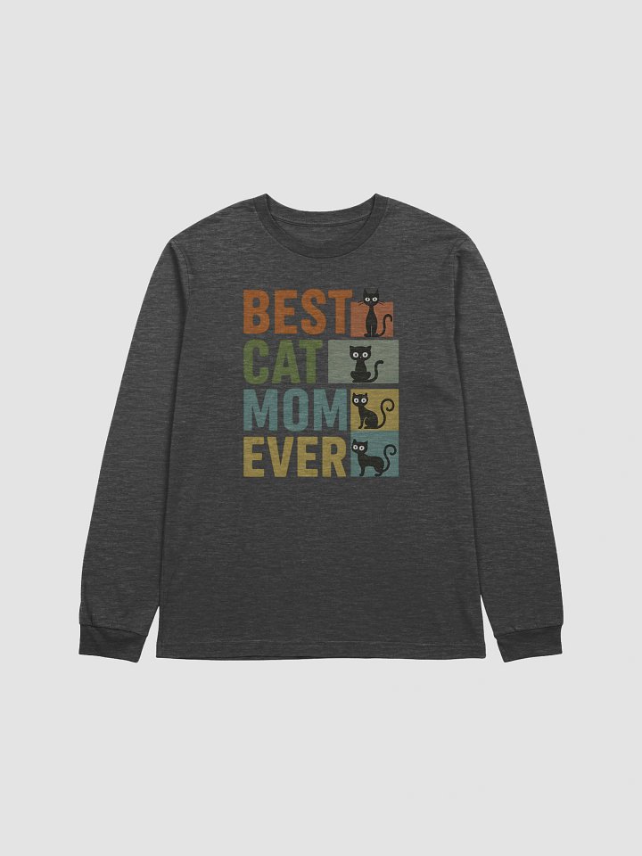 Best Cat Mom Ever Long Sleeve Tee – Vintage Block Style Cat Shirt for Women product image (1)