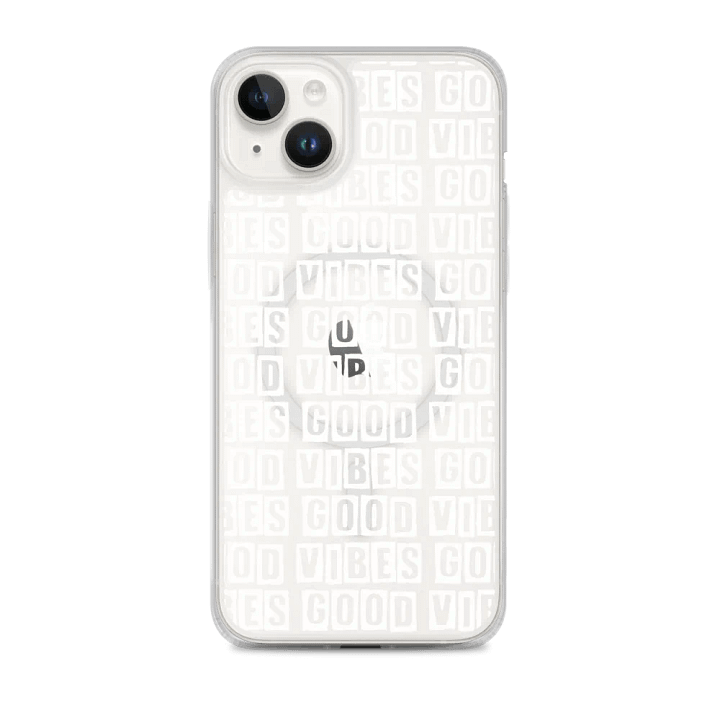 MagSafe® Clear Case - Good Vibes - White Text product image (1)