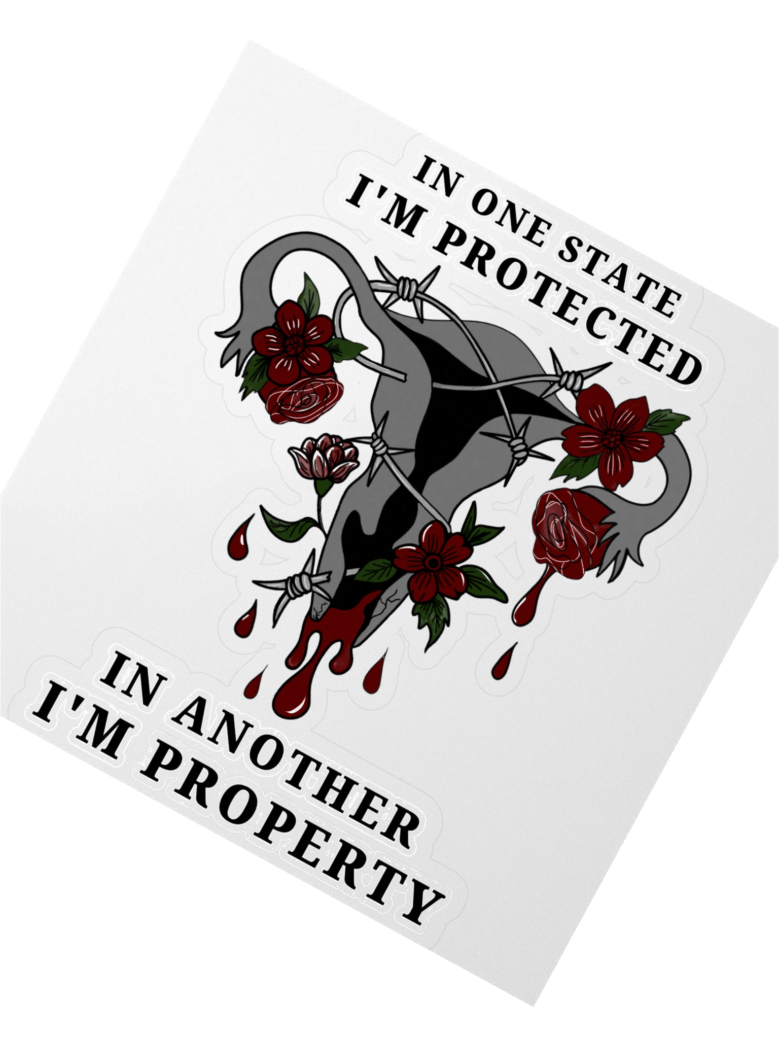 Pro-Choice Uterus Protest Sticker – Protected or Property product image (1)