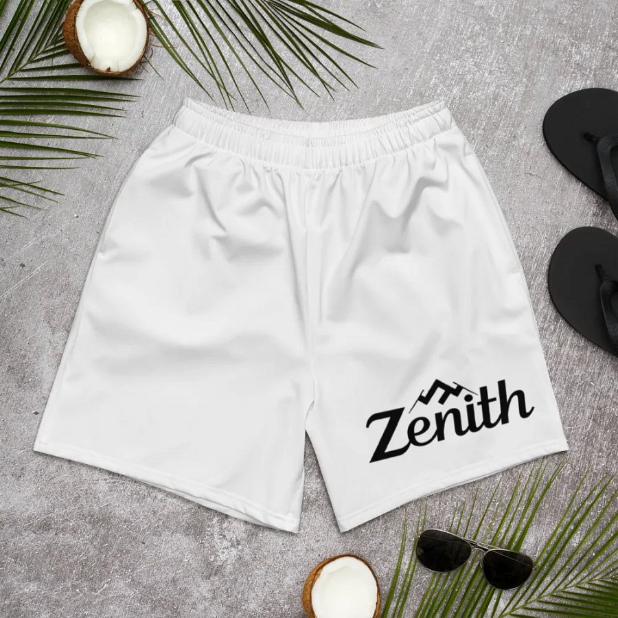 Zenith Unisex Athletic Long Shorts - Exclusive Peak Design, White, Eco-Friendly product image (12)