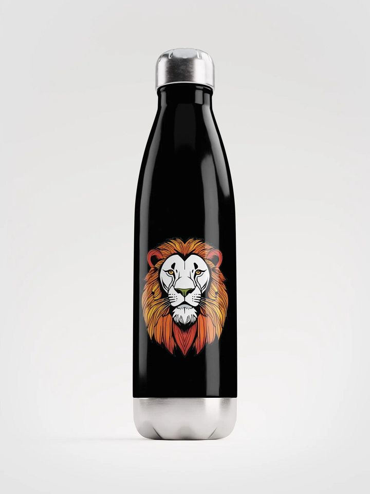 Symmetry of the Wild: Lion Face Stainless Steel Water Bottle product image (2)