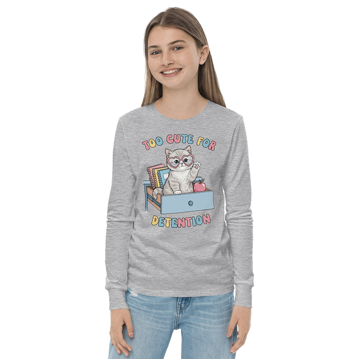 Too Cute For Detention Kitty Heart Long Sleeve Tee product image (21)