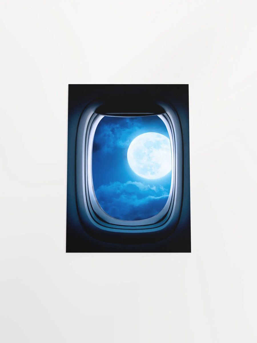 Airplane porthole/window and Moon — Photo paper glossy poster. Space poster, space print, travel gift product image (9)