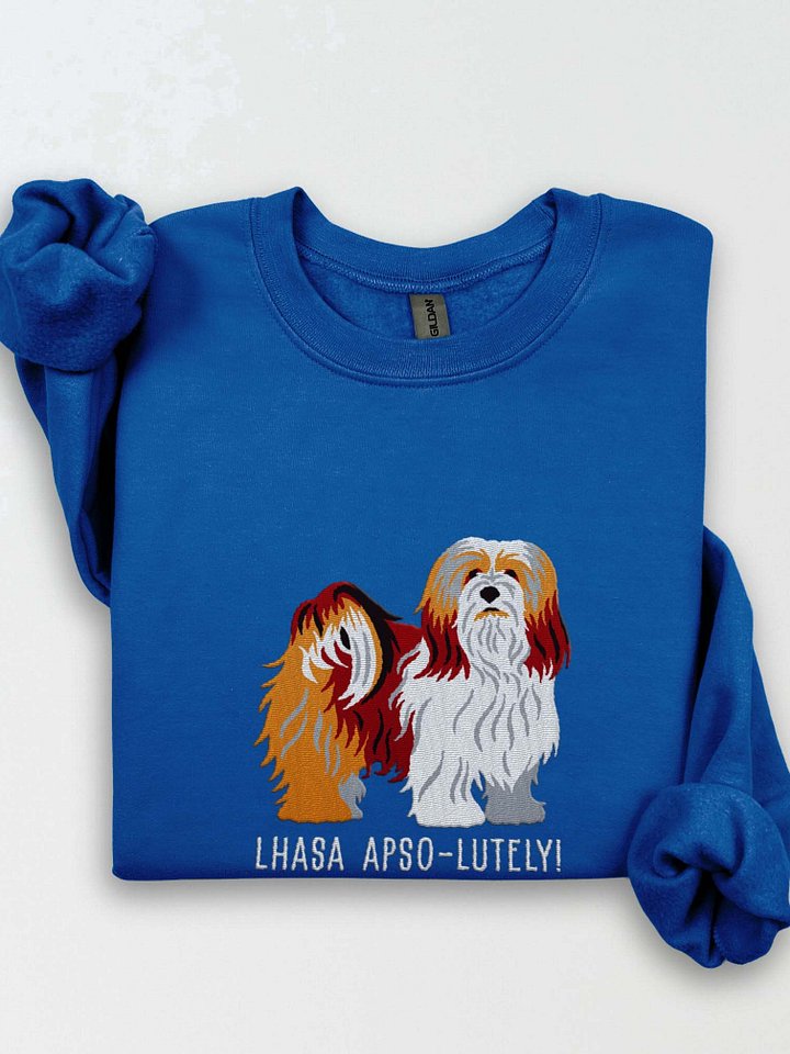 Lhasa Apso-lutely Sweatshirt (Embroidered) of a Lhasa Apso(Brown) product image (1)