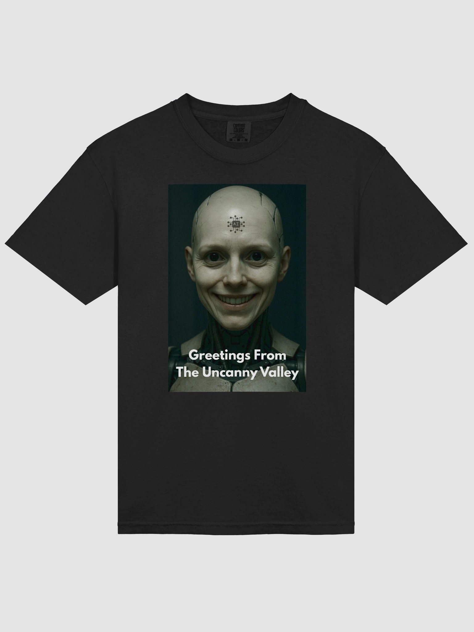 Greetings from the Uncanny Valley – Robot Nightmare T-Shirt product image (16)