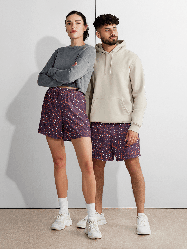 Violet Flux Geometric Pattern Long Shorts product image (1)