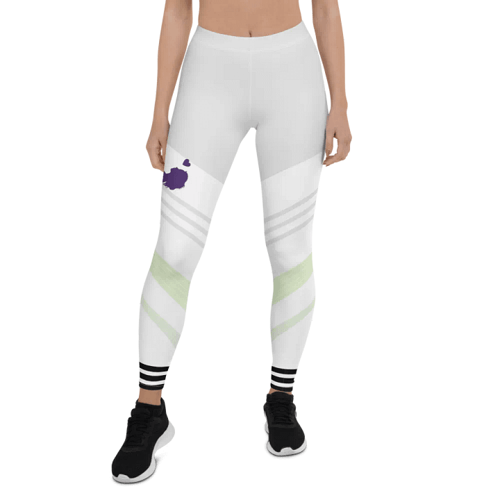 All-Over Print Leggings-Backfill Geometric 163 with Pink Lady design, black stripes. product image (1)